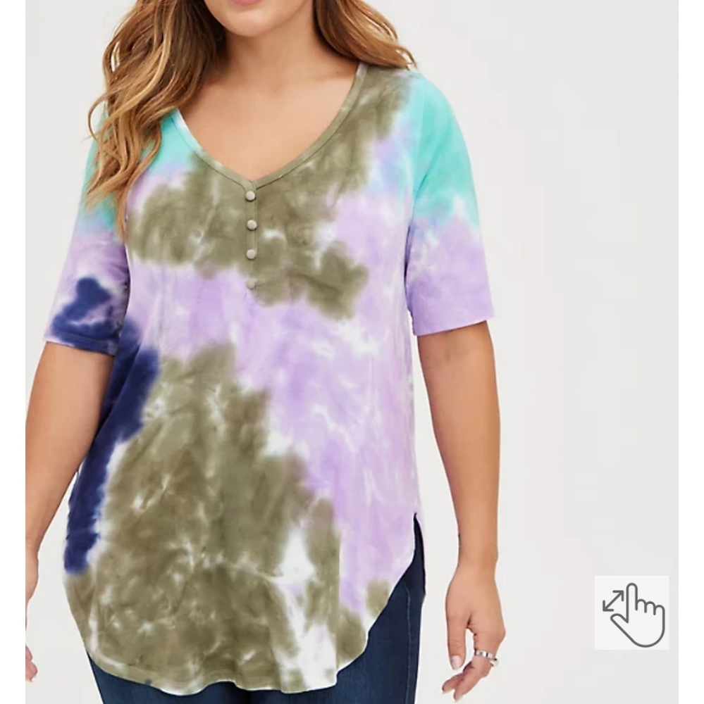 FAVORITE TUNIC HENLEY - SUPER SOFT TIE DYE
